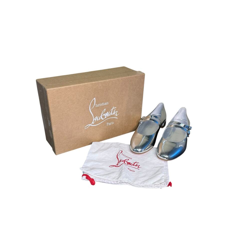 Christian Louboutin NIB Sweet Jane Mary Janes in Metallic Silver Size 40 - Picture 2 of 12